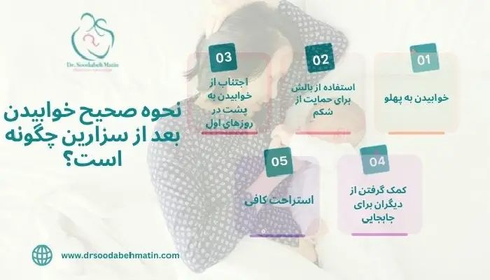 نحوه خوابیدن بعد از سزارین